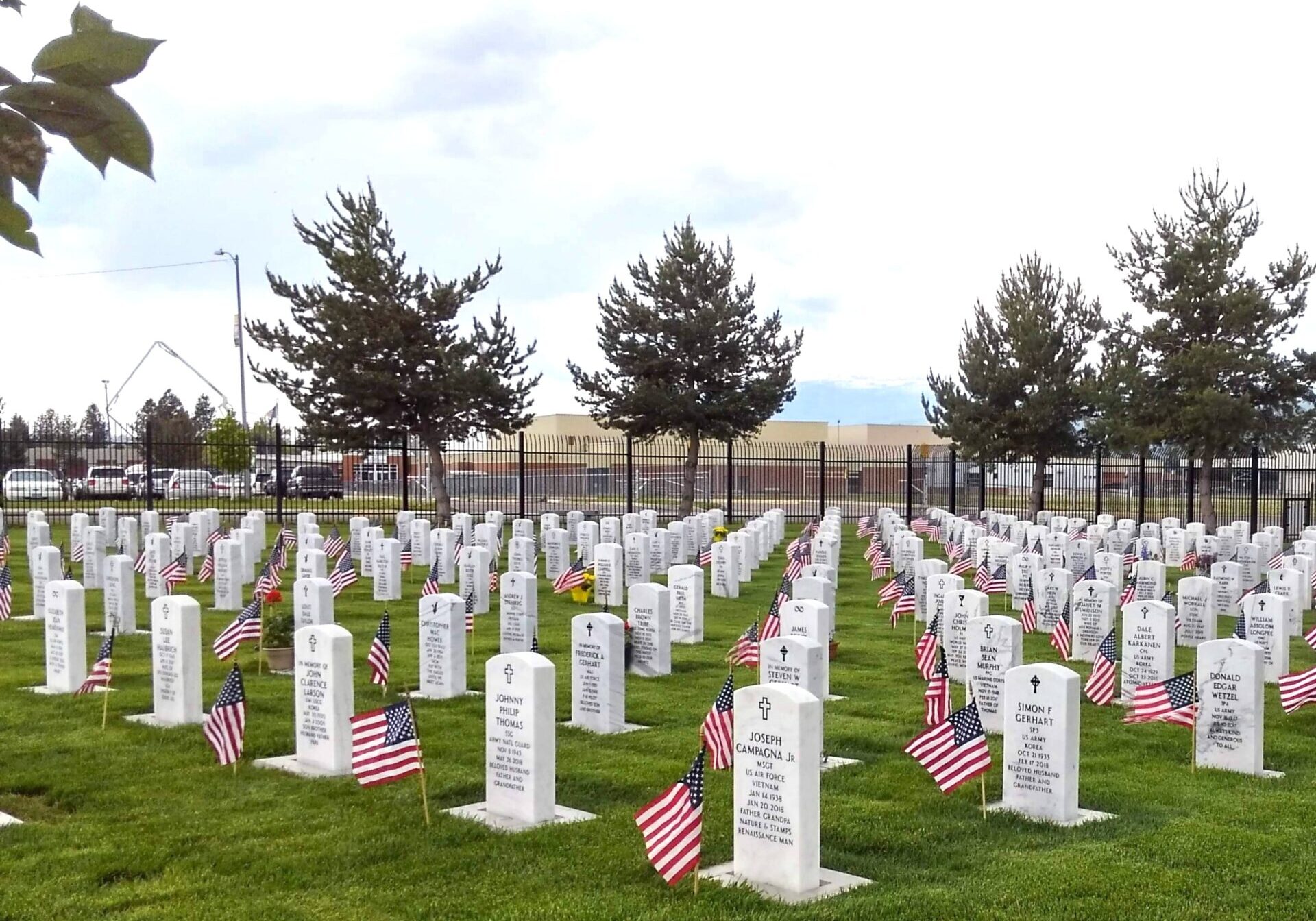 Patriotic Tribute at a Veterans' Cemetery