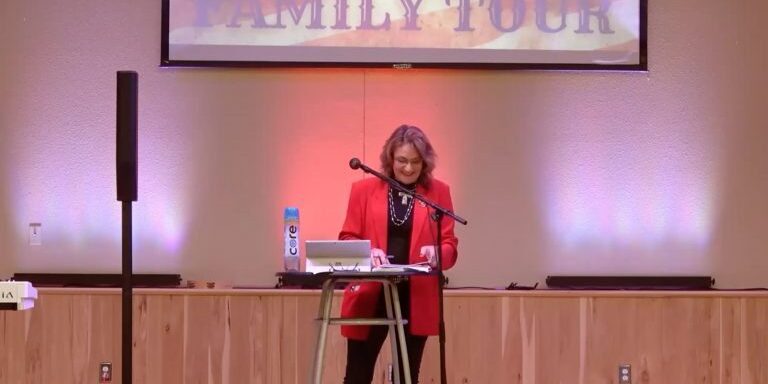 State Senator Theresa Manzella speaks at "God, Country, Family" tour in Clinton, Montana. November 17th, 2021.