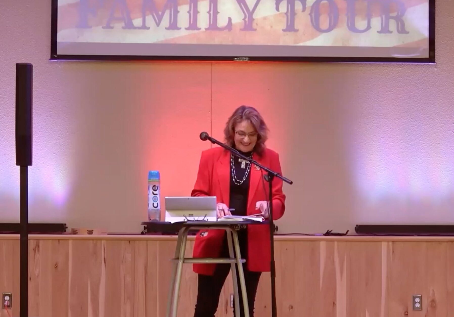State Senator Theresa Manzella speaks at "God, Country, Family" tour in Clinton, Montana. November 17th, 2021.