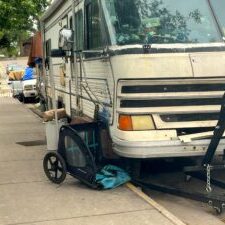 Vehicles lined up on Hawthorne Street behind the Poverello Center Many people in vehicles lined up on Hawthorne Street behind The Poverello Center have been camping at the intersection of Pine for over a year. Many people in vehicles lined up on Hawthorne Street behind The Poverello Center have been camping at the intersection of Pine for over a year.
