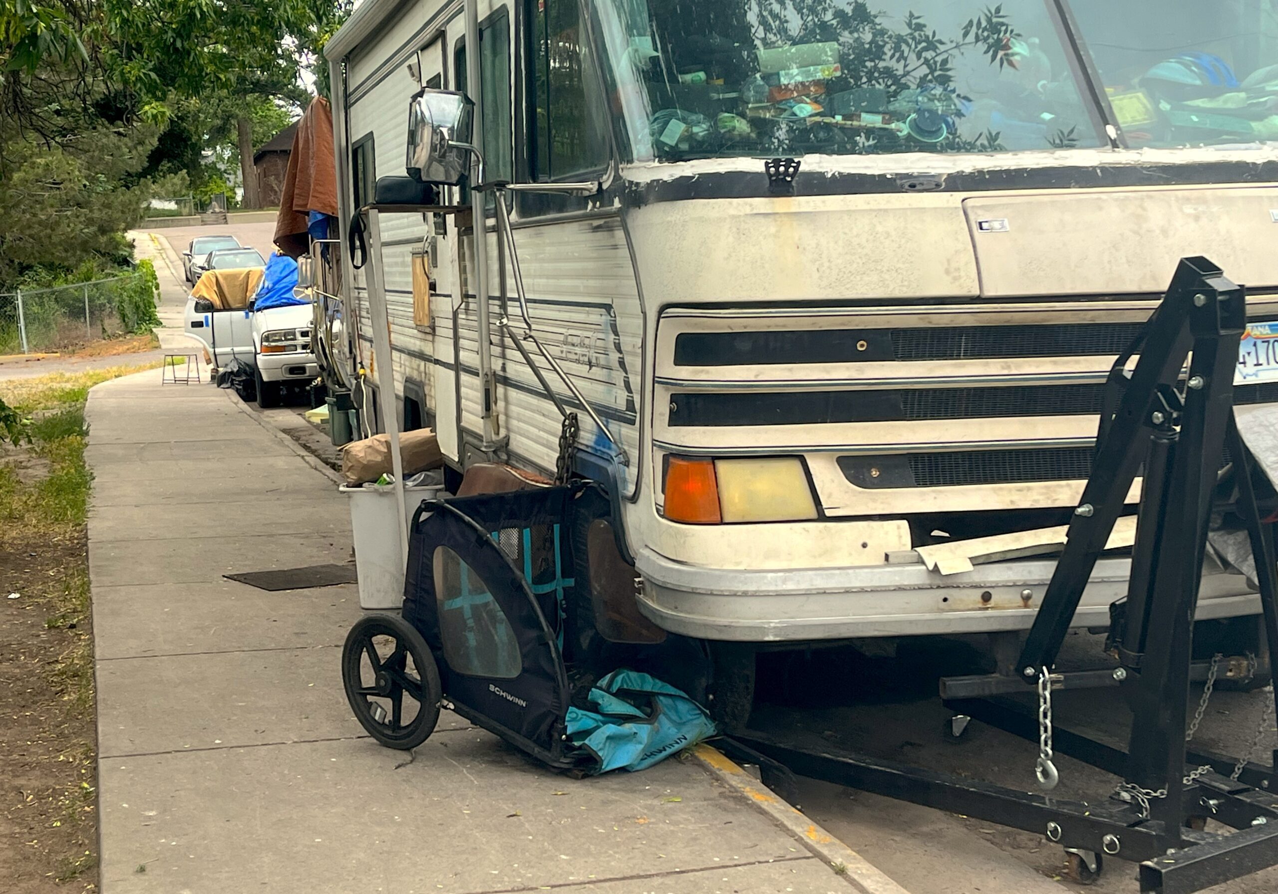 Many people in vehicles lined up on Hawthorne Street behind The Poverello Center have been camping at the intersection of Pine for over a year.