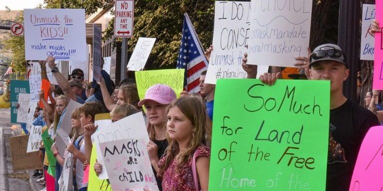 Montana parents and students protest mask mandates in Billings. August 24th, 2021.