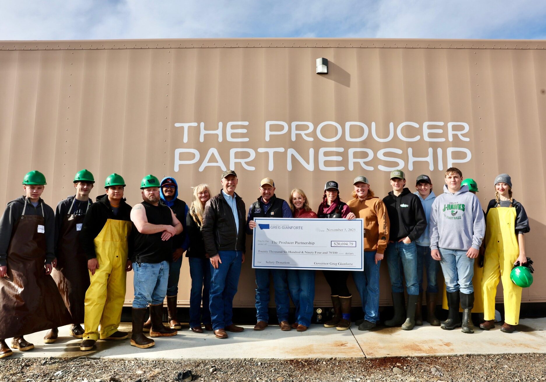Governor Gianforte presents salary donation to Producer Partnership Governor Gianforte presents salary donation to Producer Partnership
