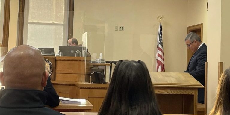 Plaintiff Attorney Quentin Rhoades prepares for oral arguments in court in Missoula. September 29, 2021.