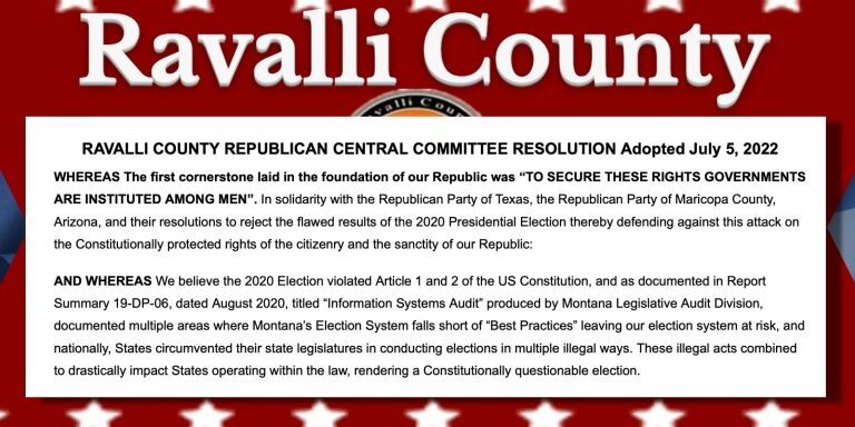 Excerpt from the Ravalli County Republican Central Committee resolution rejecting results of the 2020 General Election.