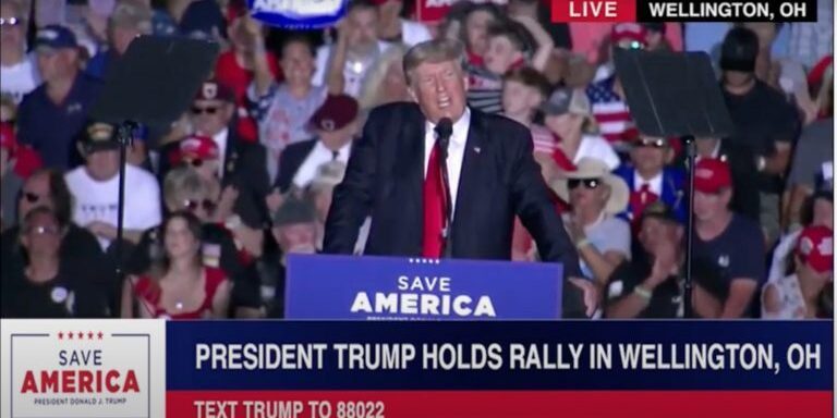 Trump mentions ballot discrepancies in Missoula County Elections, Save America rally, Wellington, OH. June 26, 2021.
