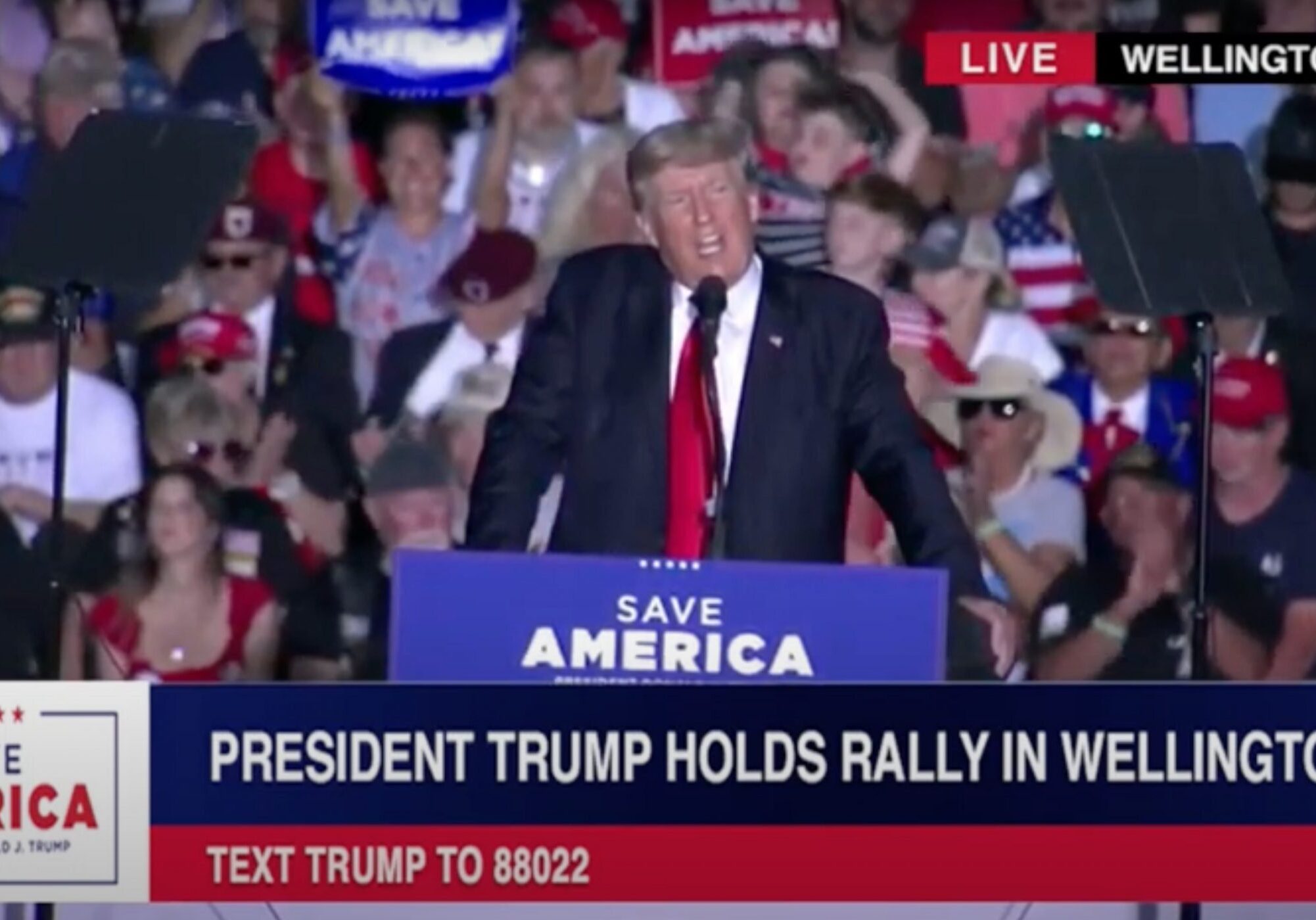 Trump mentions ballot discrepancies in Missoula County Elections, Save America rally, Wellington, OH. June 26, 2021.