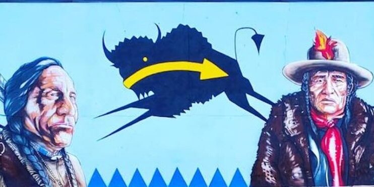 Native American Heritage Mural with Buffalo Symbolism
