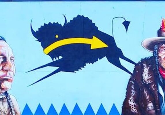 Native American Heritage Mural with Buffalo Symbolism