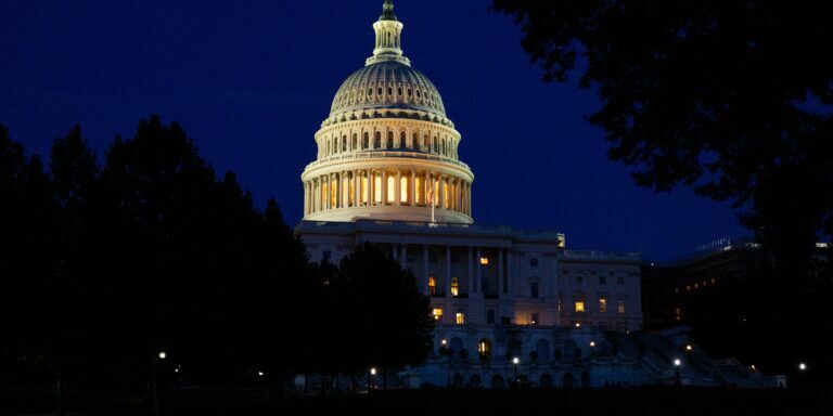 U.S. Capitol building at night