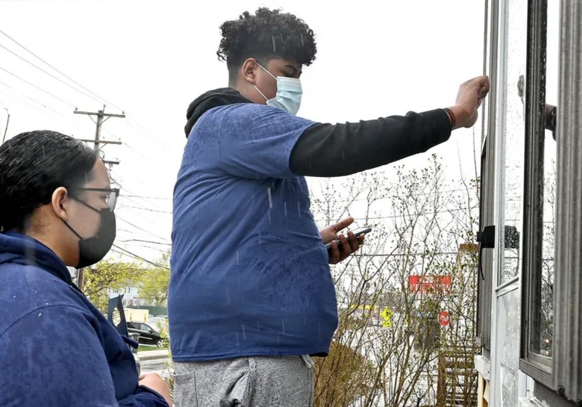 Health representatives for Massachusetts Department of Health COVID-19 Equity go door-to-door in Farmingham.