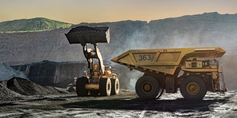 Large-Scale Mining Operations at Sunset